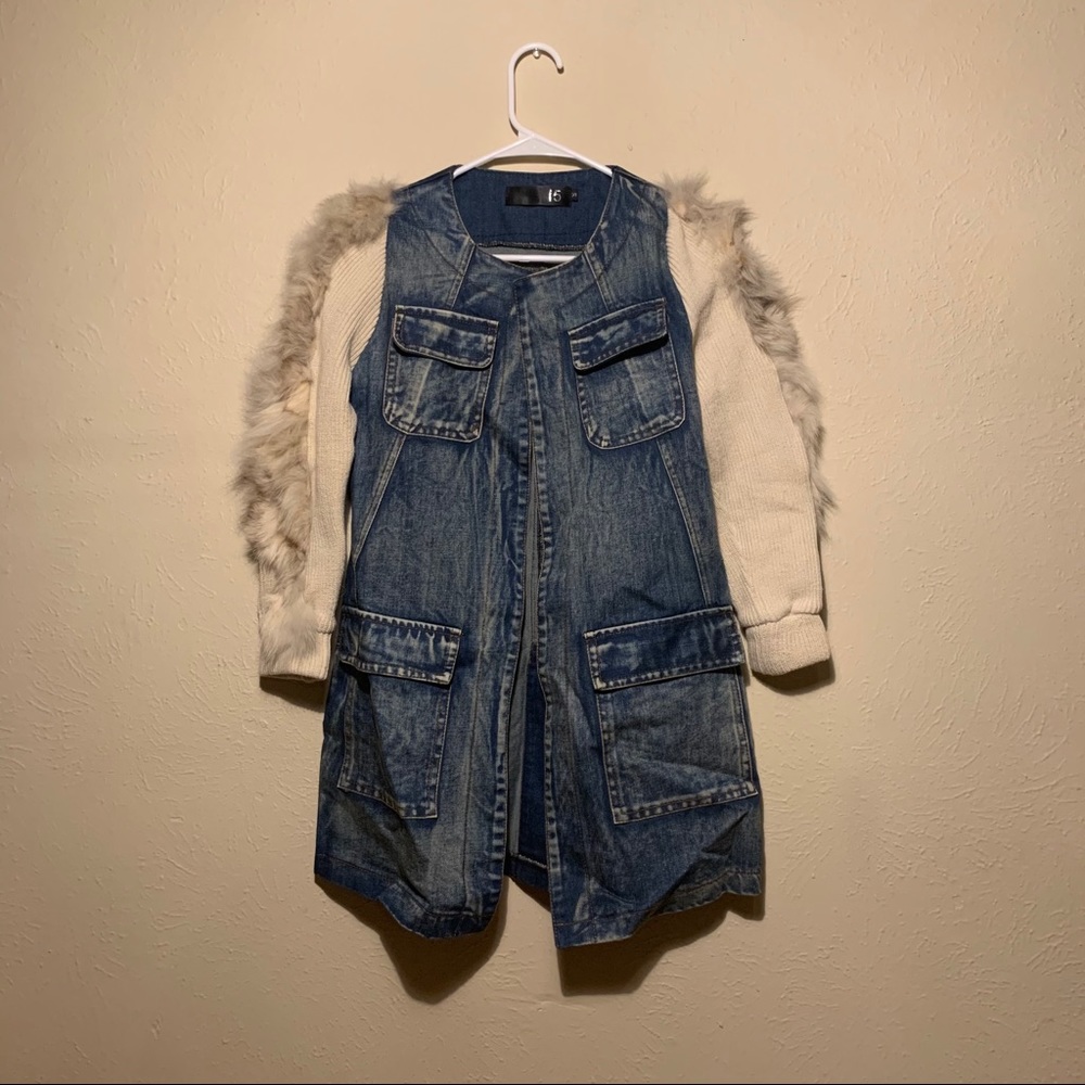 Denim fur jacket